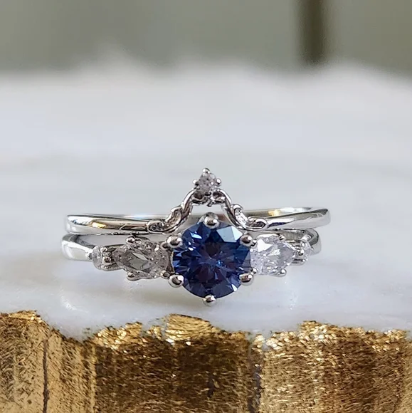 NWT Ryze Denim Blue & White Frost CZ .925 Sterling Silver Rings - Size 10 - Picture 3 of 12